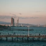 Limassol seafront and pier at sunset
